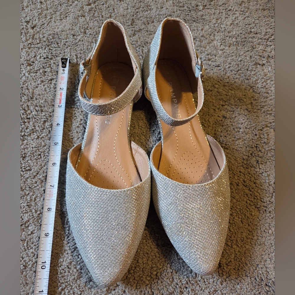 Rampage Elegant Silver Glitter Flats Size 9